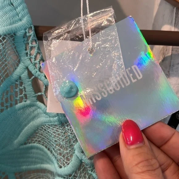 Missguided nwt mint lace and nude choker halter neck bodycon cocktail dress 4 - Picture 6 of 12